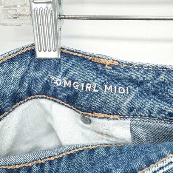 AE American Eagle Tomgirl Midi Short Cuffed High Rise Non-Distressed Plus Sz 20 - Picture 7 of 12